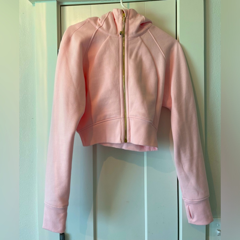 Strawberry milkshake cropped scuba gold zipper